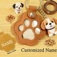 Custom Memorial Cat Paw Pattern Pu Leather Keychain Cute Pendant Key Ring Chain Charm Dog for Pet Hair Storage Bag Keyring Gift