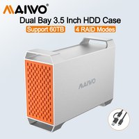 MAIWO Dual Bay 2.5/3.5 Inch External Hard Drive Enclosure Case With 4 RAID HD Array SATA To USB Type-C Hard Drive Dock Station