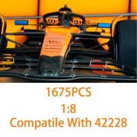 Technical 1:8 Super Sport Racing Car Building Blocks 1675Pcs Orange Cars Collectible Toys Ornament Decor Boys Gifts