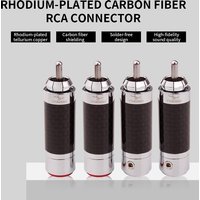 YYAUDIO RCA Plug Connector HiFi Speaker Jack Carbon Fibre Tellurium Copper Rhodium Plated For HiFi Audio Amplifier DIY 4PCS/Lot
