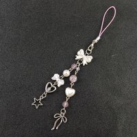 Sweet Pink Bowknot Phone Cute Pearl & Heart Charm Y2K Aesthetic Phone Charm Kawaii Bow Star Pendant Sweet Girl Gift