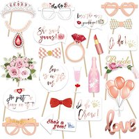 23Pcs Team Bride to Be Paper Photo Booth Props Mask Photo booth Bachelorette Hen Party Bridal Shower Wedding Decoration Supplies