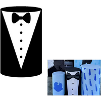 Mehofond Custom Cylinder Cover Backdrop Plinths Backdrop Black Suits Tie Pedestal Birthday Party Background Decor Elastic Fabric