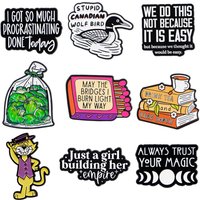 Book Lover Enamel Pin Cartoon Cat Frog Brooch For Coat Canada Goose Brooches Fashion Lapel Badges Jewelry Gift for Friends