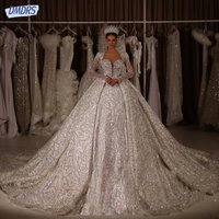 Stunning Sweetheart Neck Wedding Dresses Crystals Beading Customized For Bride Shiny Floor-length Bridal Gown Vestido De Novia