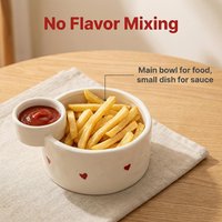 Ceramic Double Grid Dipping Sauce Bowl Creative French Fry Bowl with Small Dish Home Restaurant Tableware Household Snack Plate