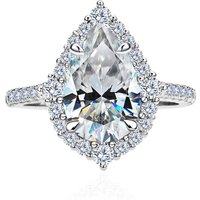 Pear Cut 4ct D Color Moissanite Diamond Ring 925 Sterling Silver Party Wedding Band Rings for Women Bridal Engagement Jewelry