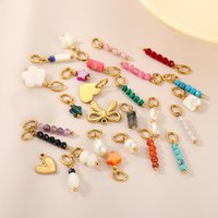 CARLIDANA2PCS Hot Sale Heart Colored Natural Stone Accessories Non Tarnish DIY Jewelry Plated Gold Stainless Steel Charm Pendant