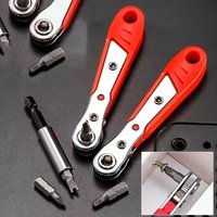 Red Ratchet Screwdriver Narrow Space Handle Elbow Right-Angle Phillips Non-Slip Grip Manual No Assembly Operation Gift