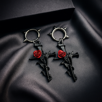 Gun-black Cross Rose Earrings Gothic Halloween Happy Night Rock Hip Hop Jewelry Earrings
