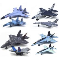 Diecast Fighter Aircraft Toy with Light Sound Pullback & Go Aviao Plane Model Collection F16 F22 F35 Jet Plane Toy Kids Toy