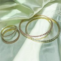 18K Gold Plated Brass Pink Heart Zircon Choker Bracelet for Ladies, Elegant Crystal Jewelry Set Gifts