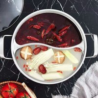 Stainless Steel Divided Hot Pot Thicken with Glass Lid Chinese Soup Hotpot Rust-proof Binaural Handle Yuanyang Pot Restaurant