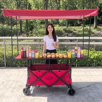 All-in-One Red Folding Cart | Mobile Night Market Stall with Lift-Up Counter & Sun Awning