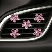 5PCS Bling Flower Air Vent Clips Rhinestone Decor Accessories Vehicle Air Conditioning Clamp Car Interior Decoration
