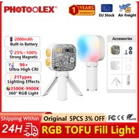 PHOTOOLEX Led Video Light 2500-9900k Camera Fill Lights RGB Rechargeable Magnetic Fill Lamp Portable Photography Lighting