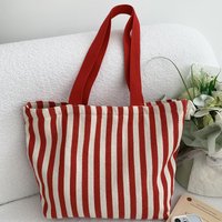 Simple Striped Women's Canvas Casual Shoulder Bags Fashion Large Capacity Ladies Tote Handbags Female Daily Shopping Bags
