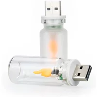USB Candle Night Light Flame Flickering LED Frosted Clear Glass Simulated Flame for Car Home Room Laptop PC Festival Decoration
