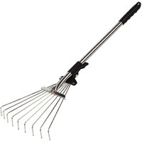 Small Garden Rake Quick Sweep Adjustable Aluminum Alloy Multi Toothed Comfortable To Grip Garden Leaf Rake for Lawn