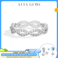ATTAGEMS Twist Design Sparkling Moissanite Ring for Wome s925 Sterling Silver Hollow Wave Band Engagement Wedding Fine Jewellery