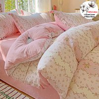 100% Cotton Duvet Cover Set - 1 Duvet Cover + 2 Pillow Shams, Ultra Soft Breathable Fade Resistant, Floral Print Bedding Set