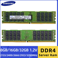 1/2PCS SAMSUNG DDR4 Ram 8GB 16GB 32GB PC4 2133MHz 2400MHz 2666MHz 2933MHz 3200MHz REG ECC Server Memory Support X99 Motherboard