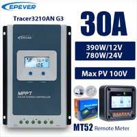 30A MPPT Solar Charge Controller 12V/24V Battery Voltage Max Solar Panel 100V EPEVER Regulator With MT52 Data Monitor
