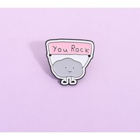 Novelty "You Rock" Cute Stone Enamel Pin Cartoon Brooch Metal Badge Fashion Jewelry Gift Fashionable women Clothing Accessories