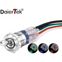 DaierTek 12V 24V 16MM Auto Kippschalter EIN AUS Rast RGB Triple LED SPST IP67 Wasserdichter Wippschalter für Marine Boot