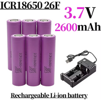 ICR18650-26F Large Capacity Rechargeable Lithium Battery 3.7V 2600mAh Suitable for All Kinds of Electronic Products,With Charger