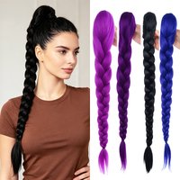 28 Inch Cosplay Synthetic Fiber Braided Ponytail, Jaw Clip Design, Easy Wear, Perfect for Halloween & Events