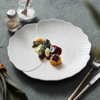 Ceramic Dinner Plates Set White Elegant Steak Plate Dessert Fruit Dish Porcelain Flat Tableware for Home Kitchen Dining Serving