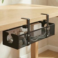 Under Desk Cable Management Tray Carbon Steel No Drilling with Clamp Desk Wire Organizers Table Cord Management Storage Tray