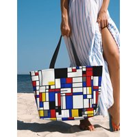 Piet Mondrian Beach Tote Bag Sport Gym Yoga Duffle Large Tote Bag Women Travel Bag Fitness bag