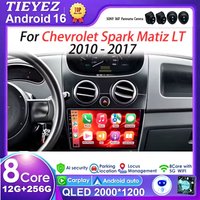 Lecteur multimédia automobile Android 16 pour Chevrolet Spark Matiz LT 2010-2017, navigation GPS, CarPlay, unité principale 4G, lecteur vidéo stéréo