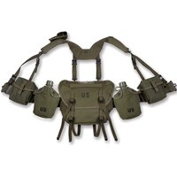 WWII Tactical Belt Set with M1956H Suspenders 1961 Shoulder Bag M14 Magazine Pouch Belt First Aid Kit Canvas Water Bottle Holder