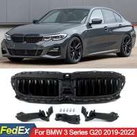 Front Radiator Grille Active Air Shutter Black Compatible with BMW G20 G21 330i 2019-2022 Automotive Exterior Parts 51749465188