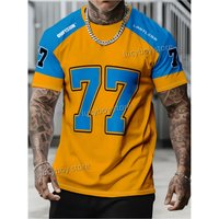 2025 men new NO.77 Print Men T-Shirt Man Short Sleeves Lightweight PLUS SIZE T-Shirt Vintage 5colors jersey Tees Men Clothing