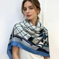 New Female Square Neckerchief Lightweight Minimalist Printed Silk Scarf Fashion Satin Hijab Wraps Ribbon Headband Bandana