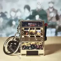 Levi Mikasa Erwin Lottery Machine Keychain Cosplay Attack on Titan Hanging Drop Ornaments Diy Lightting Small TV Keyring Pendant