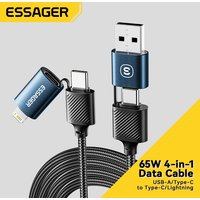 Essager 4 in 1 65W USB C To Type C Lightning Fast Charging Cable For IPhone 15 14 13 Pro Max Xiaomi Huawei Multi Charger Cable
