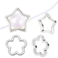 50pcs Antique Silver Flower Star Frames Spacer Beads Double Hole Connector Ring for DIY Beading Earring Bracelet Necklace Making