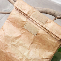 Brown Paper Lunch Bag Reusable Insulated Thermal Cooler Sack Magnetic Closure
