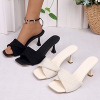 2025 New Summer Women's Square toed High Heel Sandals Outdoor Comfortable Temperament Sandals