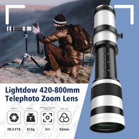 Lightdow 420-800mm F8.3-16 Manual Super Telephoto Zoom Lens for Canon Nikon Sony Universal Filter Size 62mm Lightweight Portable