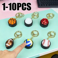 Basketball Football Clicker Keychain 3D Printed Push Button Stress Relief Toy Fun Fidget Gadget for Sports Lovers Anxiety Relief