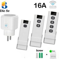 Bezprzewodowy przełącznik zdalnego sterowania gniazdem elektrycznym RF433Mhz, wtyczka EU FR, 110V 220V 16A, gniazda elektryczne do wentylatora, lampy, ekspresu do kawy