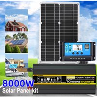 3000W/6000W 8000W Solar Panel Pure Sine Wave Inverter Kit DC12V To AC 220V 110V Solar System Complete with Controller 30A