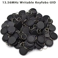50pcs UID Changeable RFID Key Fobs 13.56MHz Rewritable 0 Block Duplicate NFC Tag Keychains IC Copy Card for Access Control Clone