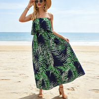 omen's 2026 New Summer Sleeveless Strapless Dress, Bohemian Floral Print Casual Dress, Lightweight Flowy Beach Vacation Party Dr